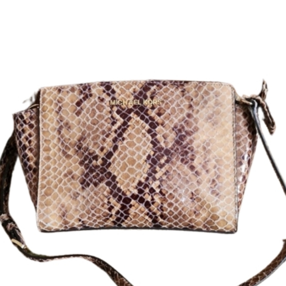 Michael Kors snakeskin pattern leather purse - Picture 3 of 12